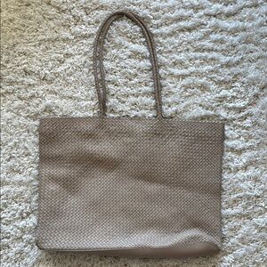 Quince Tan Tote Bag with Woven Texture